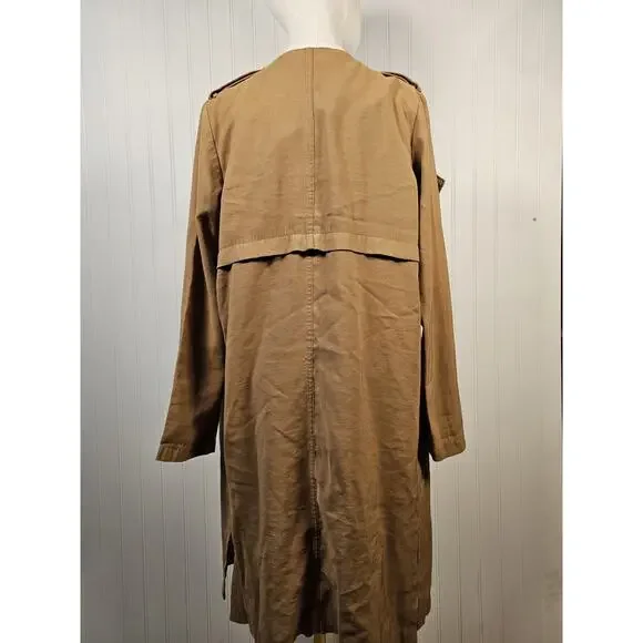 Elodie Drape Collar Long Duster Women's Size XS Brown Rayon - Picture 4 of 9
